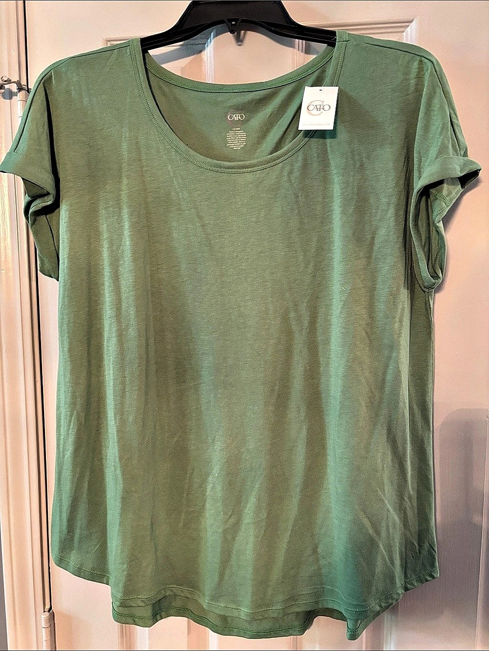 Cato Green Short Cuffed Sleeve Round Neck Tee NWT